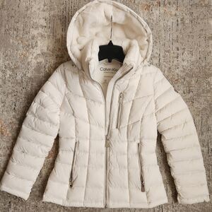 Calvin Klein Women's Cream Color Puffer Jacket Size PXXS